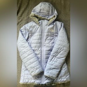 The North Face Girls XL Purple Puffer Warm Winter Coat Jacket Faux Fur